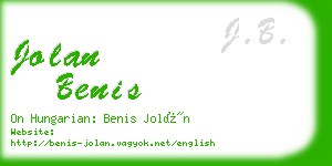 jolan benis business card